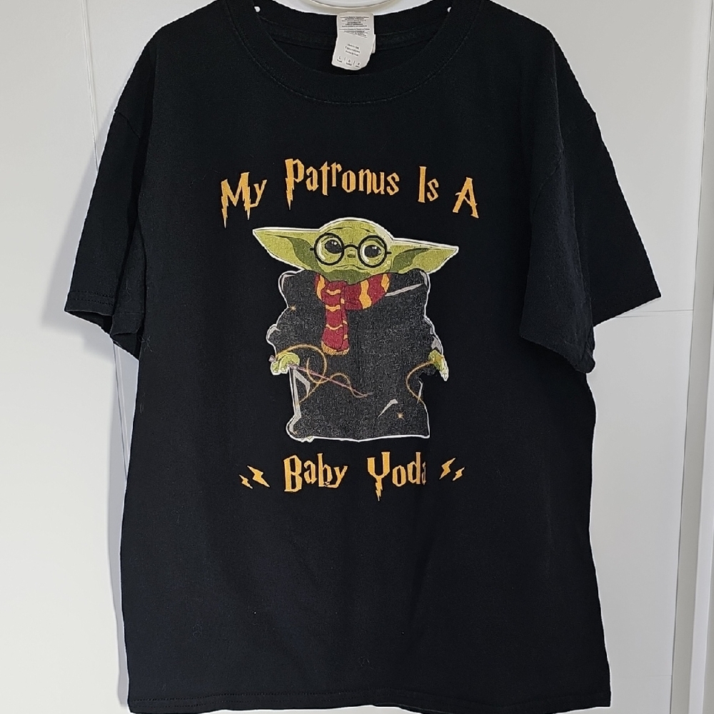 Black My Patronus Is A Baby Yoda T-Shirt Sz L